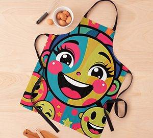 Girl Surrounded by Emoticons in Print Products