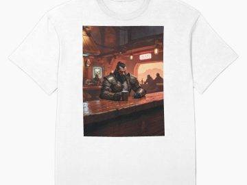 A Klingon warrior was drinking coffee in a bar