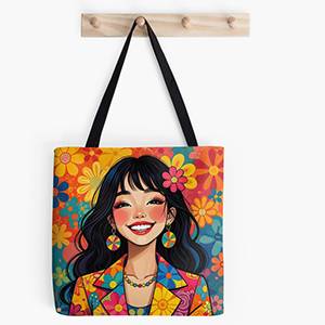 Colorful floral tote bag