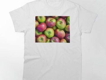 Classic T-shirt with a bunch of fresh and colorful apples