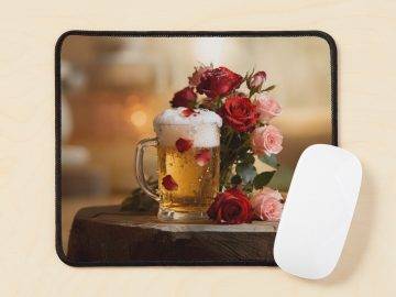 Beer and Roses Mouse Pad: A Fusion of Functionality and Flair