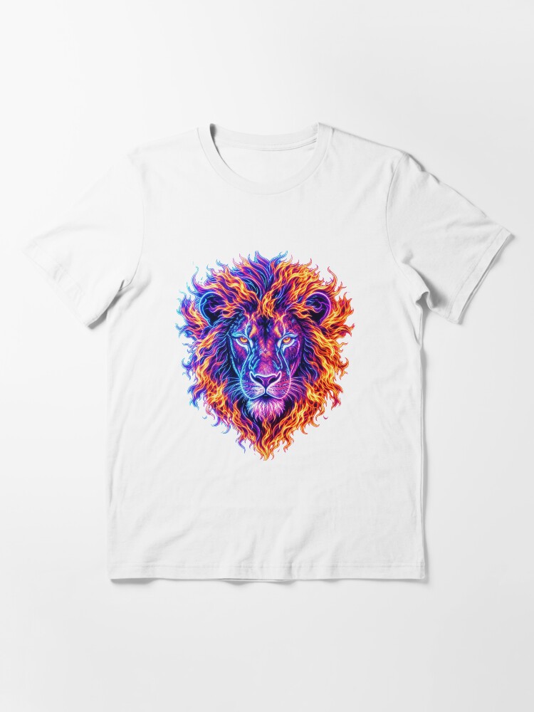Lion Head Neon Style with Flaming Mane Essential T-Shirt