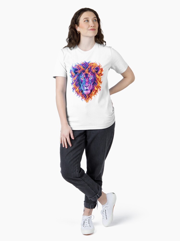 Lion Head Neon Style with Flaming Mane Essential T-Shirt