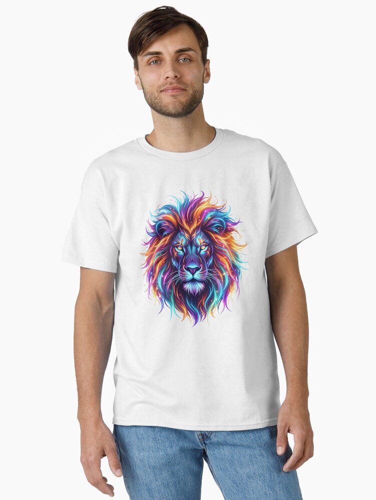 Neon Fantasy Lion Art Classic T-Shirt