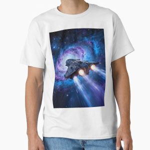 A Spaceship Soars Into the Depths of Space Classic T-Shirt