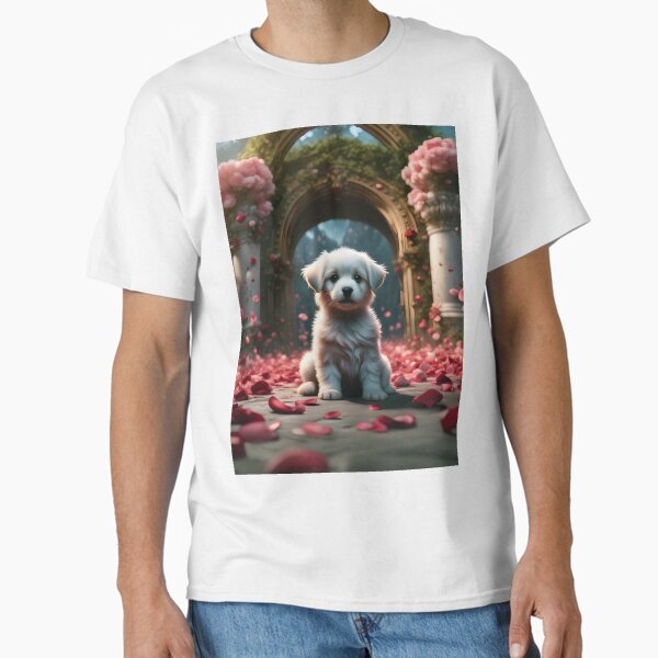 Puppy on Floral Carpet Classic T-Shirt