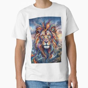 Colored Lion Head With Ink Flow Classic T-Shirt