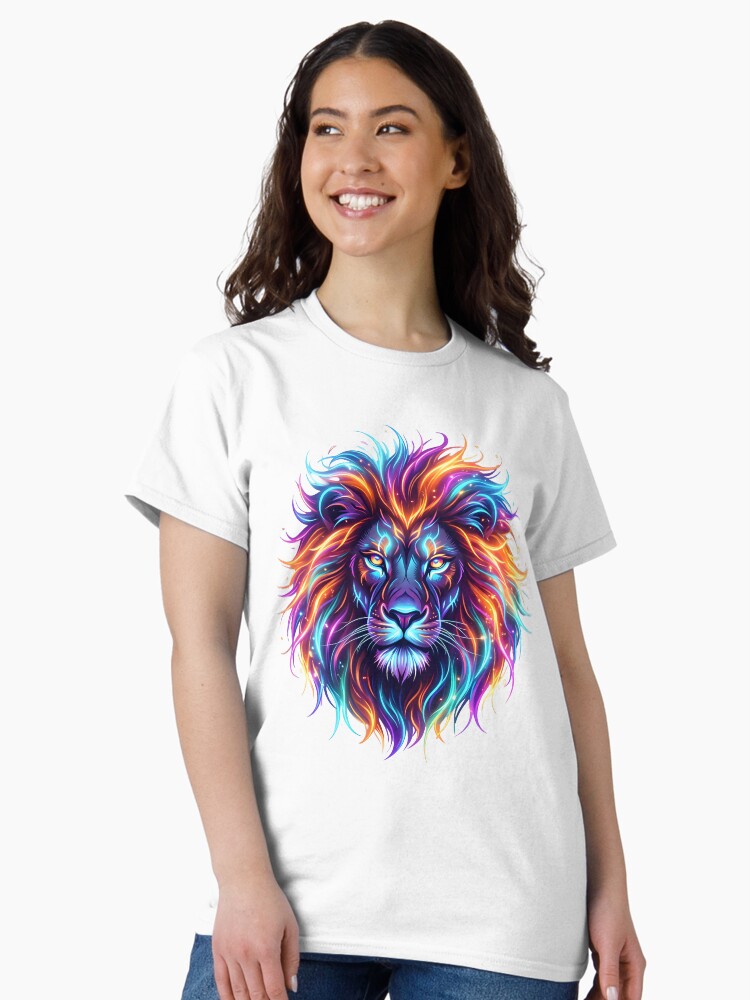 Neon Fantasy Lion Art Classic T-Shirt