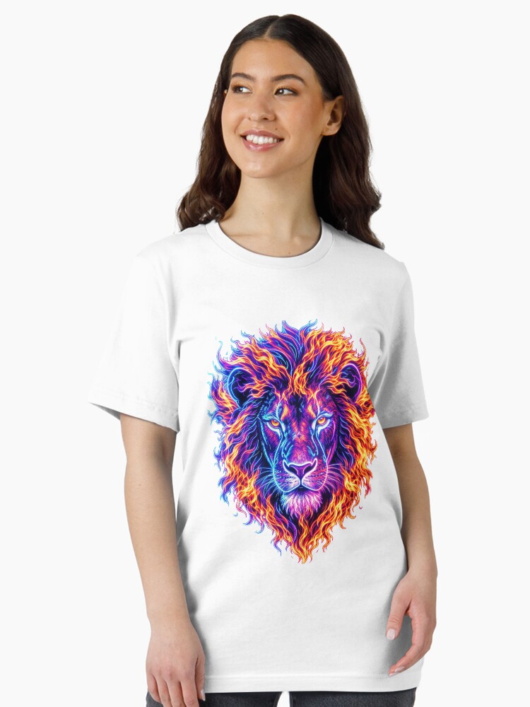 Lion Head Neon Style with Flaming Mane Essential T-Shirt