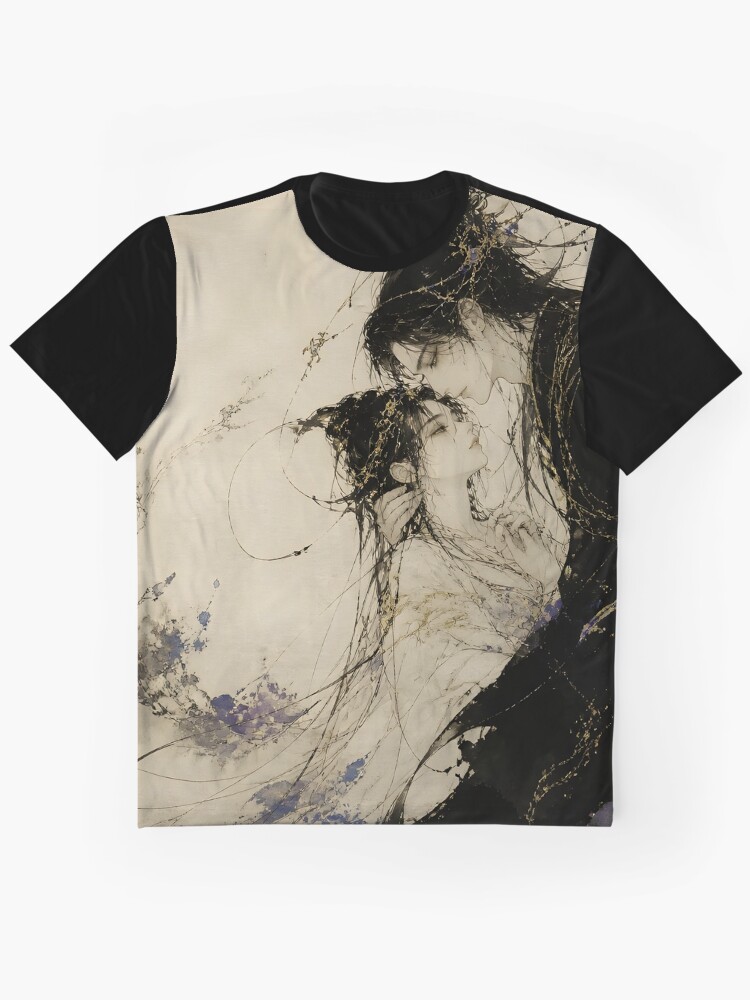 Two Souls, One Heart Romantic Abstract Couple Art Graphic T-Shirt