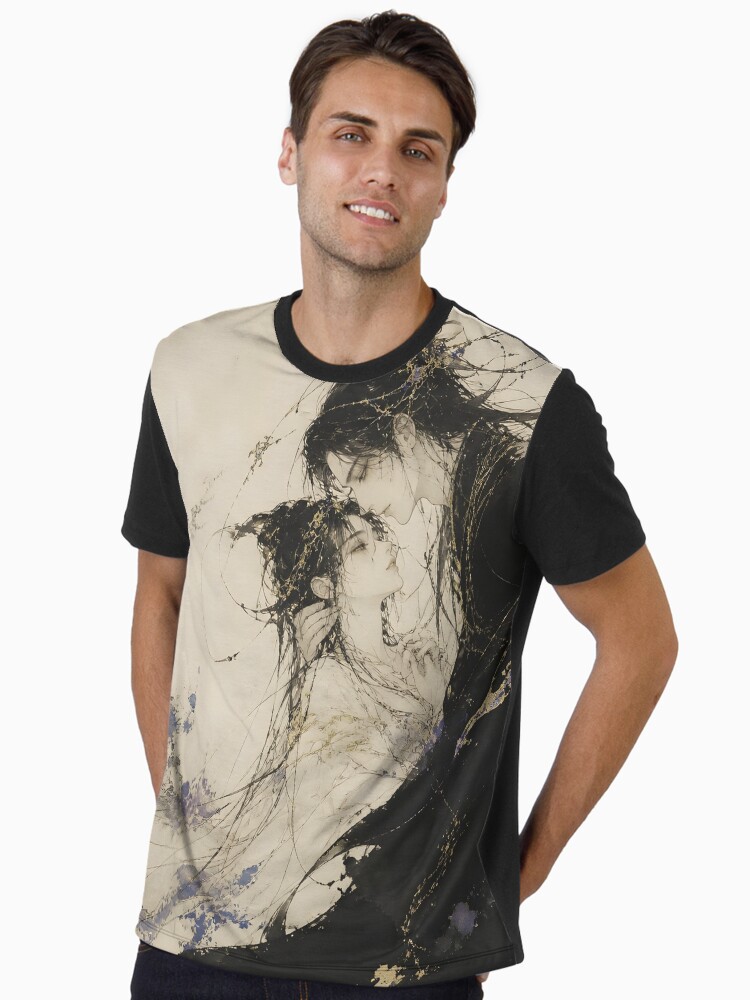 Two Souls, One Heart Romantic Abstract Couple Art Graphic T-Shirt