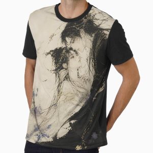 Two Souls, One Heart Romantic Abstract Couple Art Graphic T-Shirt
