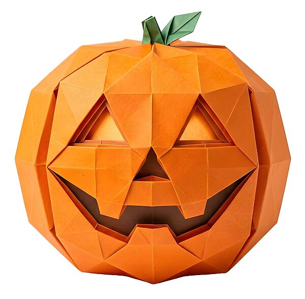 Redbubble Cute Halloween Origami Pumpkin Print