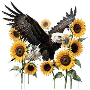 Redbubble Majestic Bald Eagle with Sunflowers Graphic Print Design