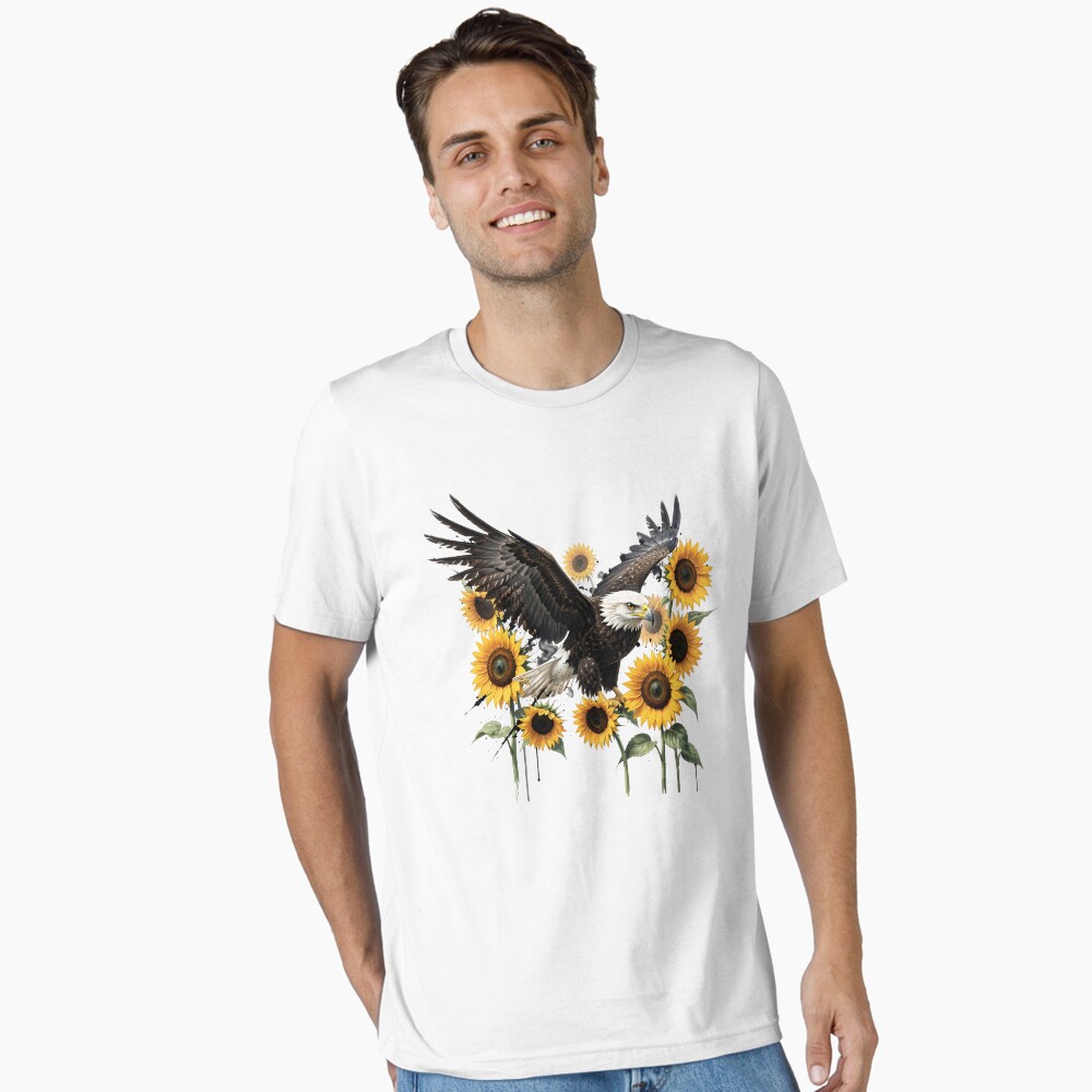 Redbubble Majestic Bald Eagle with Sunflowers Graphic Print Design