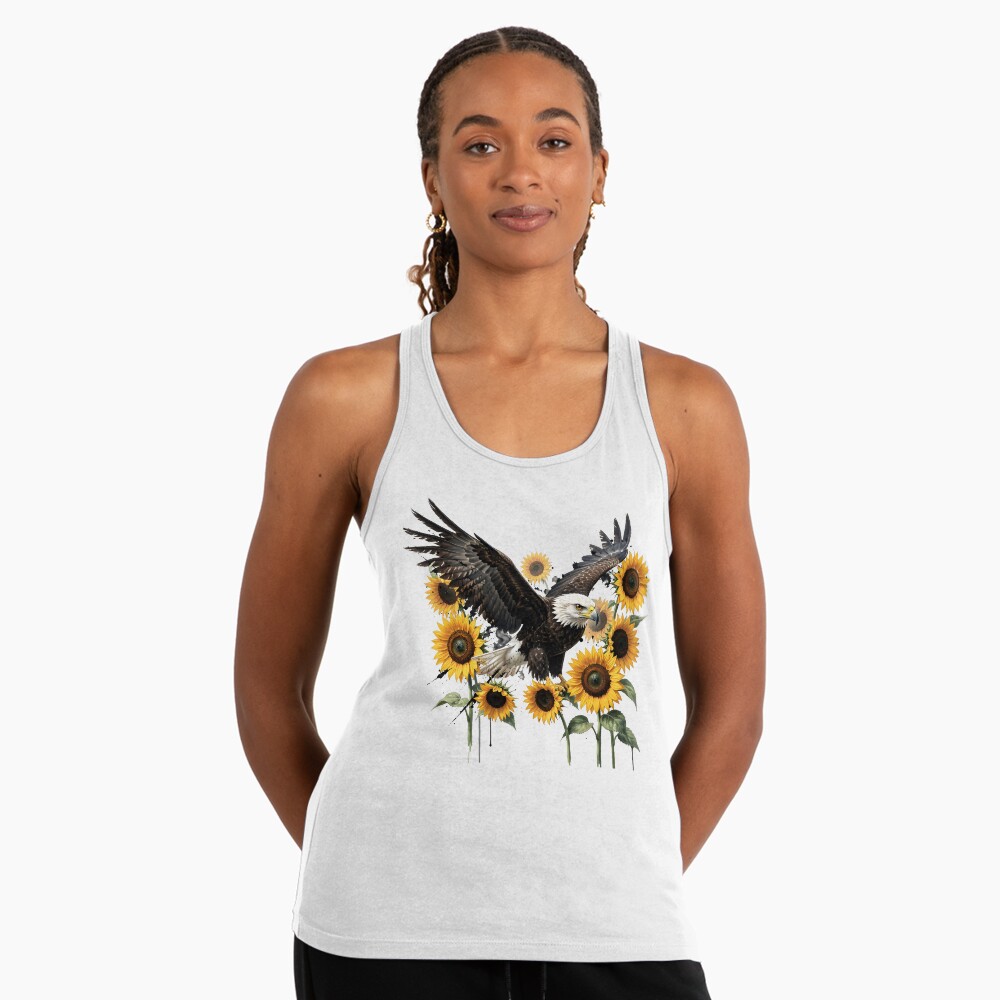 Redbubble Majestic Bald Eagle with Sunflowers Graphic Print Design