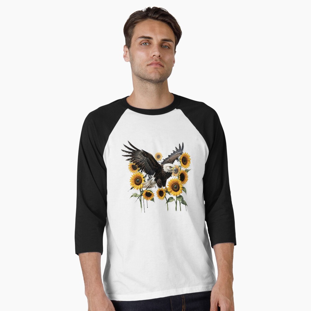 Redbubble Majestic Bald Eagle with Sunflowers Graphic Print Design