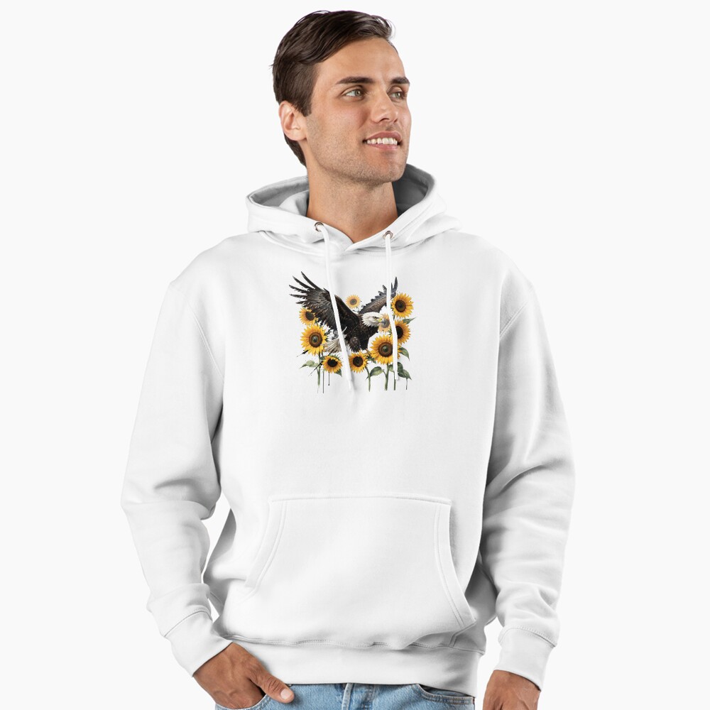 Redbubble Majestic Bald Eagle with Sunflowers Graphic Print Design