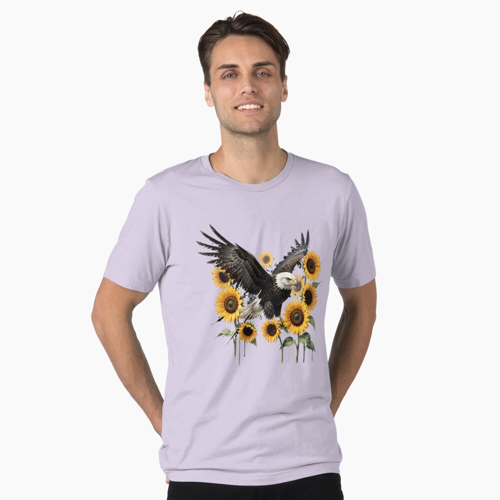 Redbubble Majestic Bald Eagle with Sunflowers Graphic Print Design
