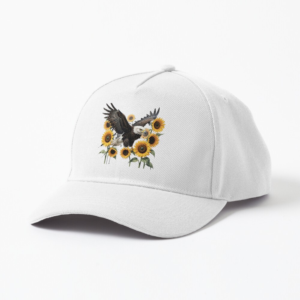 Redbubble Majestic Bald Eagle with Sunflowers Graphic Print Design