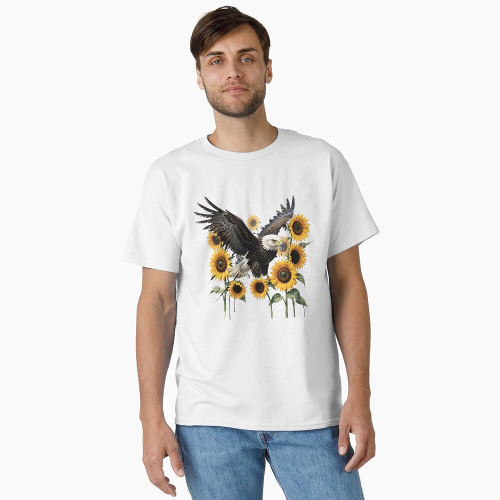 Redbubble Majestic Bald Eagle with Sunflowers Graphic Print Design