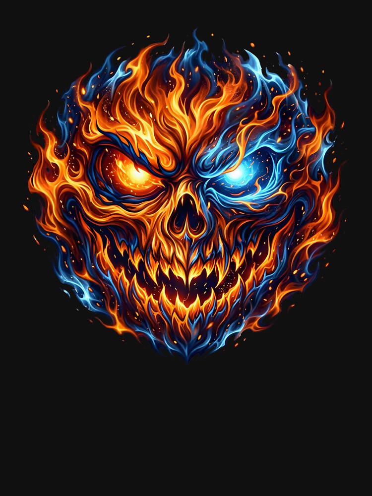 Halloween Face with Flames Active T-Shirt
