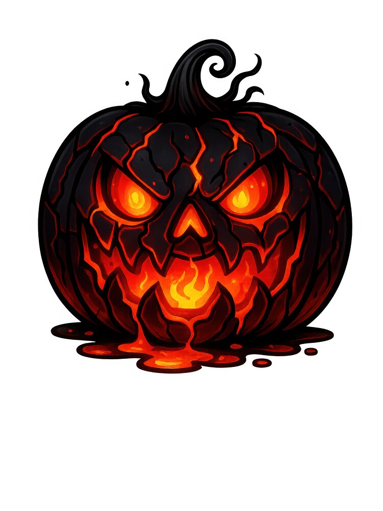 Glowing Spooky Cracked Lava Pumpkin Oversized T-Shirt