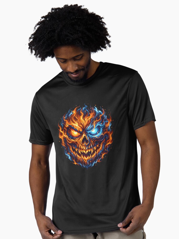 Halloween Face with Flames Active T-Shirt