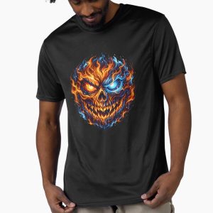 Halloween Face with Flames Active T-Shirt