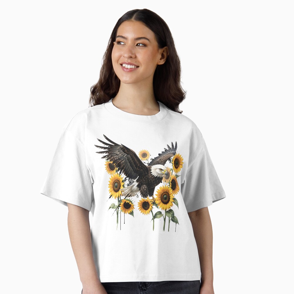 Redbubble Majestic Bald Eagle with Sunflowers Graphic Print Design