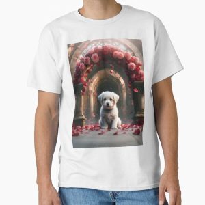 Rose Arch Pup Enchanted Garden Scene Classic T-Shirt