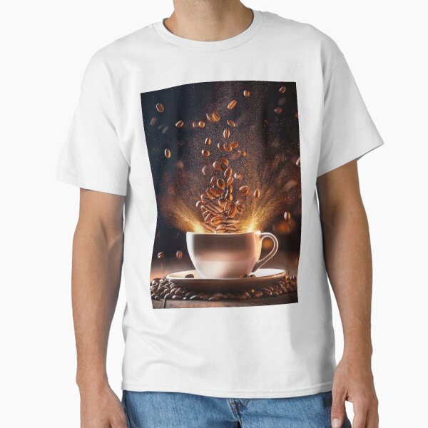 Coffee Beans Explosion Over Hot Coffee Classic T-Shirt