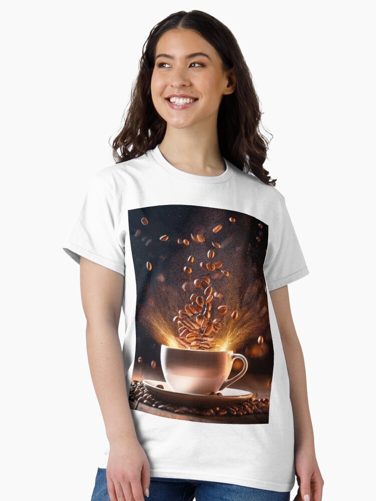Coffee Beans Explosion Over Hot Coffee Classic T-Shirt