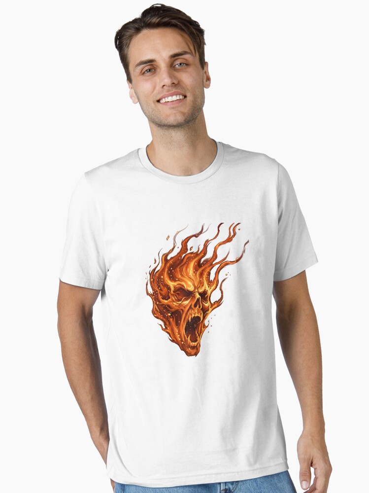 Redbubble Scary Halloween Screaming Fire Ghost Essential T-Shirt