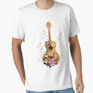 Botanical Guitar Art Floral Graphic Essential T-Shirt