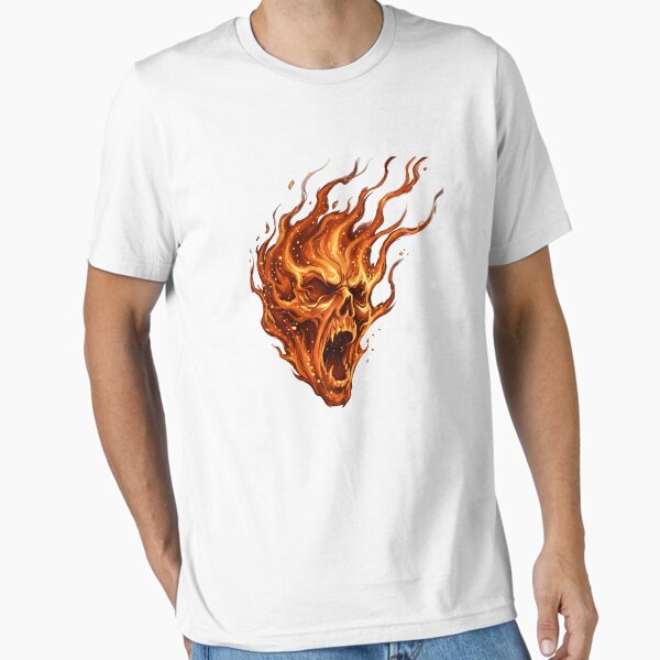 Redbubble Scary Halloween Screaming Fire Ghost Essential T-Shirt