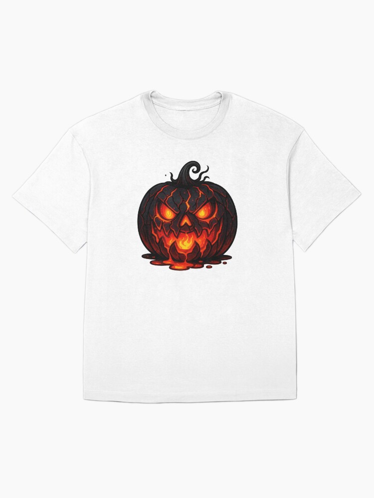 Glowing Spooky Cracked Lava Pumpkin Oversized T-Shirt