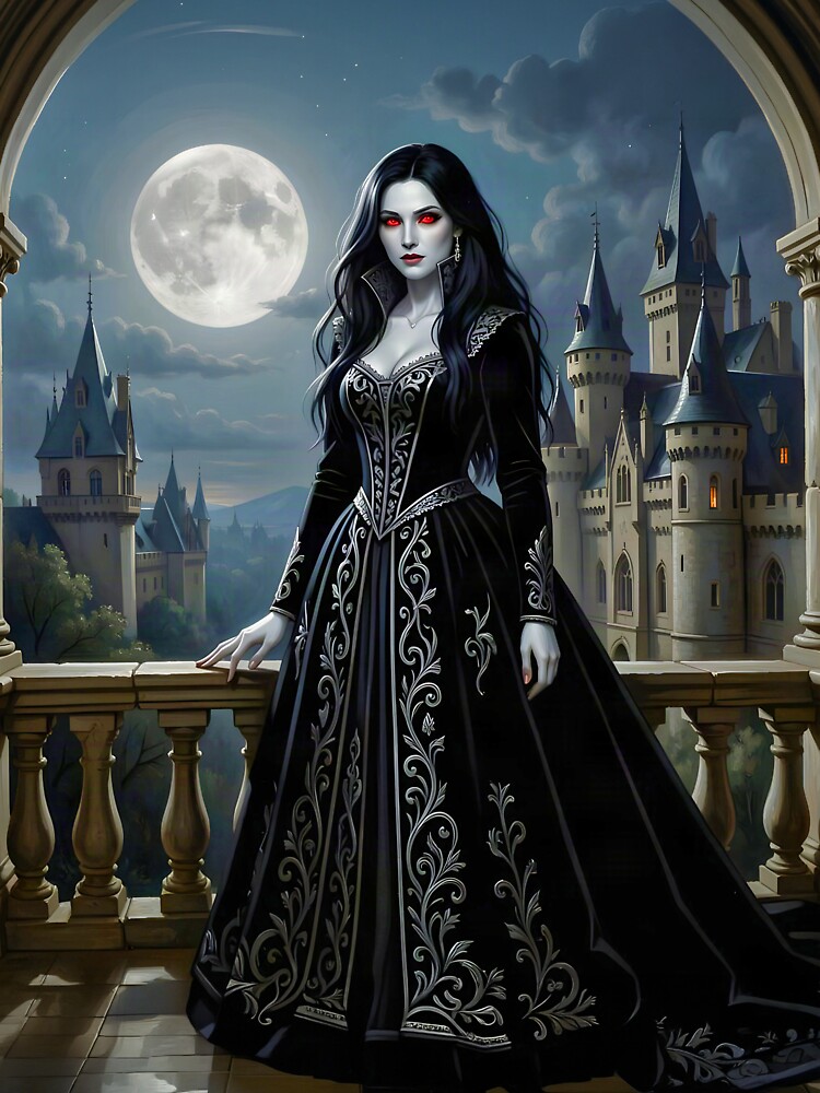 Redbubble Gothic Vampire Woman Under Full Moon Oversized T-Shirt