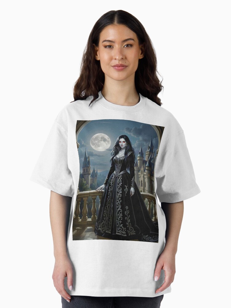 Redbubble Gothic Vampire Woman Under Full Moon Oversized T-Shirt